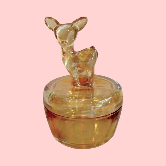 Vintage Glass Bambi Jewelry or Trinket Dish Holder - Picture 1 of 7